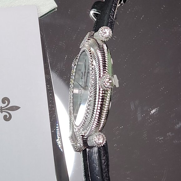 Judith Ripka Parisian Watch CZ Heart White Dial Leather Band Analog Arabic NIB main image 3